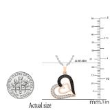0.30 Carat (ctw) Round Black & White Diamond Ladies Double Heart Pendant 1/3 CT 10K Rose Gold