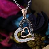 0.30 Carat (ctw) Round Black & White Diamond Ladies Double Heart Pendant 1/3 CT 10K Rose Gold