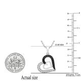 0.30 Carat (ctw) Round Black & White Diamond Ladies Double Heart Pendant 1/3 CT Sterling Silver