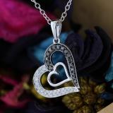0.30 Carat (ctw) Round Black & White Diamond Ladies Double Heart Pendant 1/3 CT Sterling Silver