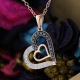 0.30 Carat (ctw) Round Black & White Diamond Ladies Double Heart Pendant 1/3 CT 18K Rose Gold