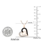0.30 Carat (ctw) Round Black & White Diamond Ladies Double Heart Pendant 1/3 CT 18K Rose Gold