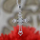 0.10 Carat (ctw) Round White Diamond Ladies Cross Religious Pendant 1/10 CT Sterling Silver