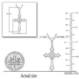 0.10 Carat (ctw) Round White Diamond Ladies Cross Religious Pendant 1/10 CT Sterling Silver