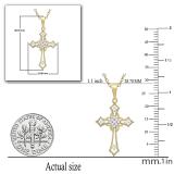 0.10 Carat (ctw) Round White Diamond Ladies Cross Religious Pendant 1/10 CT 10K Yellow Gold