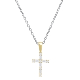0.25 Carat (ctw) Round & Baguette Diamond Ladies Cross Religious Pendant 1/4 CT, 10K Yellow Gold