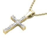 0.25 Carat (ctw) Round & Baguette Diamond Ladies Cross Religious Pendant 1/4 CT, 10K Yellow Gold