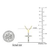 0.25 Carat (ctw) Round & Baguette Diamond Ladies Cross Religious Pendant 1/4 CT, 10K Yellow Gold