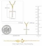 0.25 Carat (ctw) Round & Baguette Diamond Ladies Cross Religious Pendant 1/4 CT, 10K Yellow Gold
