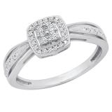 0.12 Carat (ctw) Round White Diamond Ladies Vintage Engagement Ring Sterling Silver