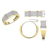 0.35 Carat (ctw) Round White Diamond Mens Hip Hop Anniversary Wedding Band 1/3 CT 10K Yellow Gold