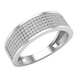 0.35 Carat (ctw) Round White Diamond Mens Hip Hop Anniversary Wedding Band 1/3 CT Sterling Silver