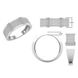 0.35 Carat (ctw) Round White Diamond Mens Hip Hop Anniversary Wedding Band 1/3 CT Sterling Silver