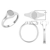 0.12 Carat (ctw) Round White Diamond Ladies Micropave Oval Shape Engagement Ring Sterling Silver