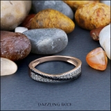 0.25 Carat (ctw) Round Black & White Diamond Ladies Crossover Wedding Band 1/4 CT 10K Rose Gold
