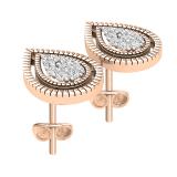 0.10 Carat (ctw) Round Diamond Ladies Pear Shape Teardrop Stud Earrings 1/10 CT 10K Rose Gold