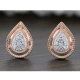 0.10 Carat (ctw) Round Diamond Ladies Pear Shape Teardrop Stud Earrings 1/10 CT 10K Rose Gold