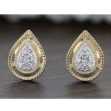 0.10 Carat (ctw) Round Diamond Ladies Pear Shape Teardrop Stud Earrings 1/10 CT 14K Yellow Gold