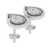 0.10 Carat (ctw) Round Diamond Ladies Pear Shape Teardrop Stud Earrings 1/10 CT Sterling Silver