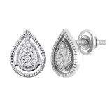 0.10 Carat (ctw) Round Diamond Ladies Pear Shape Teardrop Stud Earrings 1/10 CT Sterling Silver