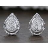 0.10 Carat (ctw) Round Diamond Ladies Pear Shape Teardrop Stud Earrings 1/10 CT Sterling Silver