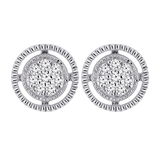 0.10 Carat (ctw) Round White Diamond Ladies Cluster Circle Stud Earrings 1/10 CT Sterling Silver