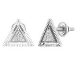 0.10 Carat (ctw) Round White Diamond Ladies Triangle Shape Stud Earrings 1/10 CT 10K White Gold