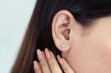 0.10 Carat (ctw) Round White Diamond Ladies Triangle Shape Stud Earrings 1/10 CT 10K White Gold