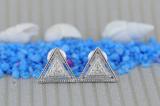 0.10 Carat (ctw) Round White Diamond Ladies Triangle Shape Stud Earrings 1/10 CT Sterling Silver
