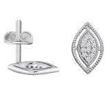 0.10 Carat (ctw) Round White Diamond Ladies Marquise Shape Stud Earrings 1/10 CT 18K White Gold