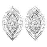 0.10 Carat (ctw) Round White Diamond Ladies Marquise Shape Stud Earrings 1/10 CT 18K White Gold