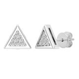 0.10 Carat (ctw) Round White Diamond Ladies Triangle Stud Earrings 1/10 CT Sterling Silver