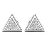 0.10 Carat (ctw) Round White Diamond Ladies Triangle Stud Earrings 1/10 CT Sterling Silver