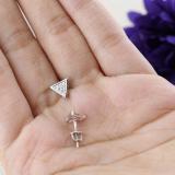 0.10 Carat (ctw) Round White Diamond Ladies Triangle Stud Earrings 1/10 CT Sterling Silver