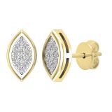 0.10 Carat (ctw) Round Diamond Ladies Marquise Shape Stud Earrings 1/10 CT 10K Yellow Gold