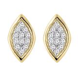 0.10 Carat (ctw) Round Diamond Ladies Marquise Shape Stud Earrings 1/10 CT 10K Yellow Gold