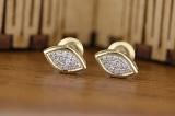 0.10 Carat (ctw) Round Diamond Ladies Marquise Shape Stud Earrings 1/10 CT 10K Yellow Gold