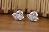 0.10 Carat (ctw) Round Diamond Ladies Marquise Shape Stud Earrings 1/10 CT Sterling Silver