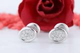 0.10 Carat (ctw) Round Diamond Ladies Oval Frame Cluster Stud Earrings 1/10 CT 10K White Gold