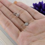 0.10 Carat (ctw) Round Diamond Ladies Oval Frame Cluster Stud Earrings 1/10 CT Sterling Silver