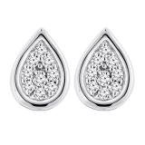 0.10 Carat (ctw) Round Diamond Ladies Pear Shape Teardrop Stud Earrings 1/10 CT 10K White Gold