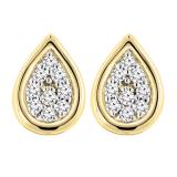 0.10 Carat (ctw) Round Diamond Ladies Pear Shape Teardrop Stud Earrings 1/10 CT 10K Yellow Gold