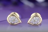 0.10 Carat (ctw) Round Diamond Ladies Pear Shape Teardrop Stud Earrings 1/10 CT 10K Yellow Gold