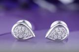 0.10 Carat (ctw) Round Diamond Ladies Pear Shape Teardrop Stud Earrings 1/10 CT Sterling Silver
