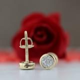 0.10 Carat (ctw) Round White Diamond Ladies Cluster Stud Earrings 1/10 CT 10K Yellow Gold