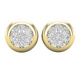 0.10 Carat (ctw) Round White Diamond Ladies Cluster Stud Earrings 1/10 CT 18K Yellow Gold