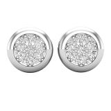 0.10 Carat (ctw) Round White Diamond Ladies Cluster Stud Earrings 1/10 CT Sterling Silver