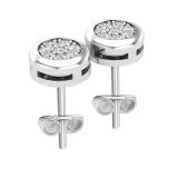 0.10 Carat (ctw) Round White Diamond Ladies Cluster Stud Earrings 1/10 CT Sterling Silver