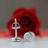 0.10 Carat (ctw) Round White Diamond Ladies Cluster Stud Earrings 1/10 CT Sterling Silver