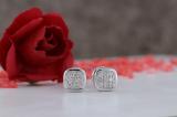 0.10 Carat (ctw) Round Diamond Ladies Cushion Frame Cluster Stud Earrings 1/10 CT 10K White Gold